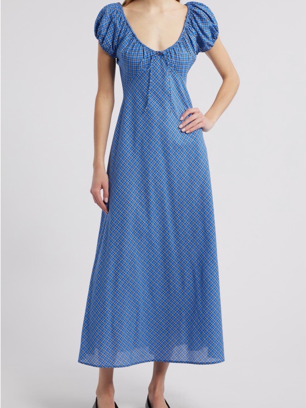 NWT Doen Sofia Check Organic Cotton Voile Midi Dress